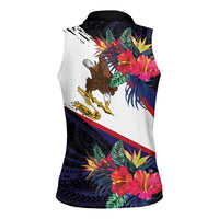 American Samoa Flag Day Since 1900 Women Sleeveless Polo Shirt Samoa Muamua Le Atua Tropical Flowers LT9 - Polynesian Pride