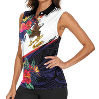 American Samoa Flag Day Since 1900 Women Sleeveless Polo Shirt Samoa Muamua Le Atua Tropical Flowers LT9 - Polynesian Pride