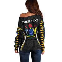 (Personalised) Polynesian Pride Mauke Island Off Shoulder Sweater Cook Islands Tribal Wave Style LT9 - Polynesian Pride