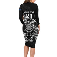 New Zealand Rugby Custom Family Matching Long Sleeve Bodycon Dress and Hawaiian Shirt Opango All Black Fern LT9 - Polynesian Pride