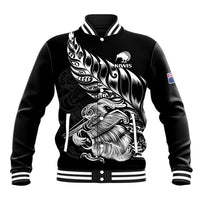 (Custom Text And Number) New Zealand Kiwi Rugby Baseball Jacket LT9 Unisex Black - Polynesian Pride
