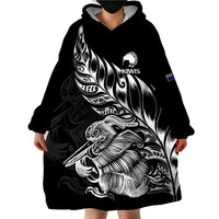 (Custom Text And Number) New Zealand Kiwi Rugby Wearable Blanket Hoodie LT9 - Polynesian Pride