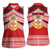 Personalised Kolisi Tonga College Atele Women Sleeveless Polo Shirt Polynesian Ngatu Tribal LT9 - Polynesian Pride