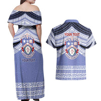 Personalised Tonga Apifoou College Couples Matching Off Shoulder Maxi Dress and Hawaiian Shirt Polynesian Ngatu Tribal LT9 - Polynesian Pride