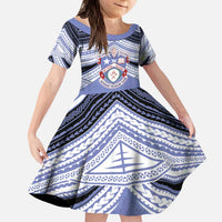 Personalised Tonga Apifoou College Kid Short Sleeve Dress Polynesian Ngatu Tribal