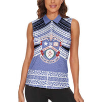 Personalised Tonga Apifoou College Women Sleeveless Polo Shirt Polynesian Ngatu Tribal LT9 - Polynesian Pride