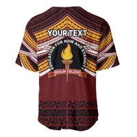 Personalised Tonga Beulah College Baseball Jersey Polynesian Ngatu Tribal