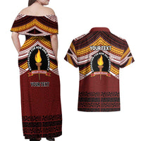 Personalised Tonga Beulah College Couples Matching Off Shoulder Maxi Dress and Hawaiian Shirt Polynesian Ngatu Tribal LT9 - Polynesian Pride