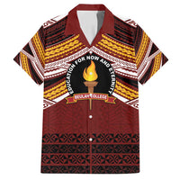 Personalised Tonga Beulah College Family Matching Puletasi and Hawaiian Shirt Polynesian Ngatu Tribal LT9 Dad's Shirt - Short Sleeve Red - Polynesian Pride