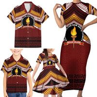 Personalised Tonga Beulah College Family Matching Short Sleeve Bodycon Dress and Hawaiian Shirt Polynesian Ngatu Tribal