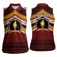 Personalised Tonga Beulah College Women Sleeveless Polo Shirt Polynesian Ngatu Tribal LT9 - Polynesian Pride