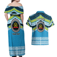 Personalised Tonga Lavengamalie College Couples Matching Off Shoulder Maxi Dress and Hawaiian Shirt Polynesian Ngatu Tribal LT9 - Polynesian Pride