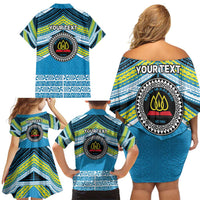 Personalised Tonga Lavengamalie College Family Matching Off Shoulder Short Dress and Hawaiian Shirt Polynesian Ngatu Tribal LT9 - Polynesian Pride