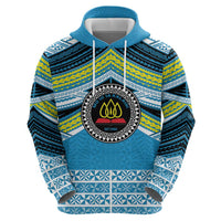 Personalised Tonga Lavengamalie College Zip Hoodie Polynesian Ngatu Tribal