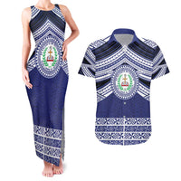 Personalised Tonga Sia'atoutai Theological College Couples Matching Tank Maxi Dress and Hawaiian Shirt Polynesian Ngatu Tribal