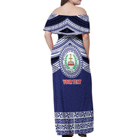 Personalised Tonga Sia'atoutai Theological College Family Matching Off Shoulder Maxi Dress and Hawaiian Shirt Polynesian Ngatu Tribal LT9 - Polynesian Pride