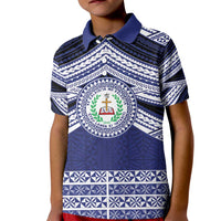 Personalised Tonga Sia'atoutai Theological College Kid Polo Shirt Polynesian Ngatu Tribal LT9 Kid Blue - Polynesian Pride