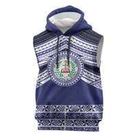 Personalised Tonga Sia'atoutai Theological College Sleeveless Hoodie Polynesian Ngatu Tribal LT9 Blue - Polynesian Pride