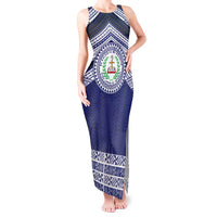 Personalised Tonga Sia'atoutai Theological College Tank Maxi Dress Polynesian Ngatu Tribal LT9 Women Blue - Polynesian Pride