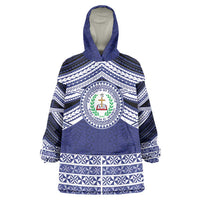 Personalised Tonga Sia'atoutai Theological College Wearable Blanket Hoodie Polynesian Ngatu Tribal LT9 One Size Blue - Polynesian Pride