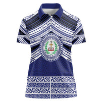 Personalised Tonga Sia'atoutai Theological College Women Polo Shirt Polynesian Ngatu Tribal LT9 Female Blue - Polynesian Pride