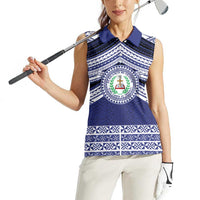 Personalised Tonga Sia'atoutai Theological College Women Sleeveless Polo Shirt Polynesian Ngatu Tribal LT9 - Polynesian Pride
