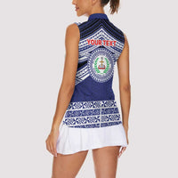 Personalised Tonga Sia'atoutai Theological College Women Sleeveless Polo Shirt Polynesian Ngatu Tribal LT9 - Polynesian Pride