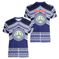 Personalised Tonga Sia'atoutai Theological College Women V-Neck T-Shirt Polynesian Ngatu Tribal LT9 - Polynesian Pride