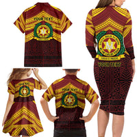 Personalised Tonga Vava'u High School Family Matching Long Sleeve Bodycon Dress and Hawaiian Shirt Polynesian Ngatu Tribal