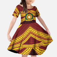 Personalised Tonga Vava'u High School Family Matching Mermaid Dress and Hawaiian Shirt Polynesian Ngatu Tribal LT9 Daughter's Dress Red - Polynesian Pride