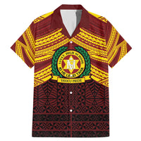 Personalised Tonga Vava'u High School Family Matching Mermaid Dress and Hawaiian Shirt Polynesian Ngatu Tribal LT9 Dad's Shirt - Short Sleeve Red - Polynesian Pride
