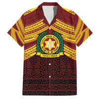 Personalised Tonga Vava'u High School Family Matching Off Shoulder Short Dress and Hawaiian Shirt Polynesian Ngatu Tribal LT9 Dad's Shirt - Short Sleeve Red - Polynesian Pride
