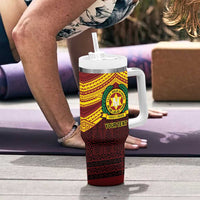 Personalised Tonga Vava'u High School Tumbler With Handle Polynesian Ngatu Tribal