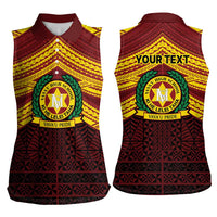 Personalised Tonga Vava'u High School Women Sleeveless Polo Shirt Polynesian Ngatu Tribal LT9 - Polynesian Pride