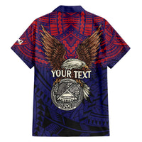 American Samoa Brave Eagle Personalized Family Matching Off The Shoulder Long Sleeve Dress and Hawaiian Shirt National Flag Color LT9 - Polynesian Pride
