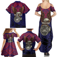 American Samoa Brave Eagle Personalized Family Matching Summer Maxi Dress and Hawaiian Shirt National Flag Color LT9 - Polynesian Pride