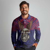 American Samoa Brave Eagle Personalized Long Sleeve Polo Shirt National Flag Color