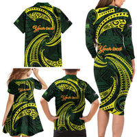 American Samoa Manua Cession Day Personalized Family Matching Long Sleeve Bodycon Dress and Hawaiian Shirt Polynesian Wave Style LT9 - Polynesian Pride