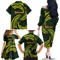 American Samoa Manua Cession Day Personalized Family Matching Off The Shoulder Long Sleeve Dress and Hawaiian Shirt Polynesian Wave Style LT9 - Polynesian Pride