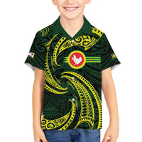 American Samoa Manua Cession Day Personalized Family Matching Off The Shoulder Long Sleeve Dress and Hawaiian Shirt Polynesian Wave Style LT9 Son's Shirt Green - Polynesian Pride