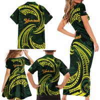 American Samoa Manua Cession Day Personalized Family Matching Short Sleeve Bodycon Dress and Hawaiian Shirt Polynesian Wave Style LT9 - Polynesian Pride