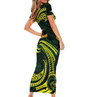 American Samoa Manua Cession Day Personalized Family Matching Short Sleeve Bodycon Dress and Hawaiian Shirt Polynesian Wave Style LT9 - Polynesian Pride