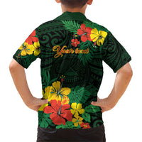 American Samoa Manu'atele Personalized Family Matching Short Sleeve Bodycon Dress and Hawaiian Shirt Manua Island Hibiscus Flowers LT9 - Polynesian Pride