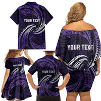 Manua Segaula American Samoa High School Personalized Family Matching Off Shoulder Short Dress and Hawaiian Shirt Polynesian Wave Style LT9 - Polynesian Pride
