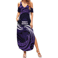 Manua Segaula American Samoa High School Personalized Family Matching Summer Maxi Dress and Hawaiian Shirt Polynesian Wave Style LT9 Mom's Dress Purple - Polynesian Pride