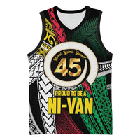 Ni-Van Vanuatu 45th Yumi Yumi Yumi Basketball Jersey Vanuatuan Boar Tusk Polynesian Pattern LT9 Unisex Black - Polynesian Pride