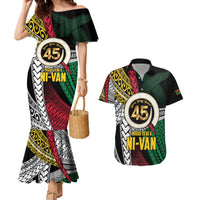 Ni-Van Vanuatu 45th Yumi Yumi Yumi Couples Matching Mermaid Dress and Hawaiian Shirt Vanuatuan Boar Tusk Polynesian Pattern LT9 Black - Polynesian Pride