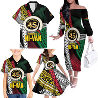 Ni-Van Vanuatu 45th Yumi Yumi Yumi Family Matching Off The Shoulder Long Sleeve Dress and Hawaiian Shirt Vanuatuan Boar Tusk Polynesian Pattern LT9 - Polynesian Pride