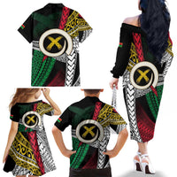 Ni-Van Vanuatu 45th Yumi Yumi Yumi Family Matching Off The Shoulder Long Sleeve Dress and Hawaiian Shirt Vanuatuan Boar Tusk Polynesian Pattern LT9 - Polynesian Pride