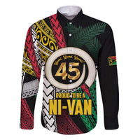 Ni-Van Vanuatu 45th Yumi Yumi Yumi Family Matching Off The Shoulder Long Sleeve Dress and Hawaiian Shirt Vanuatuan Boar Tusk Polynesian Pattern LT9 Dad's Shirt - Long Sleeve Black - Polynesian Pride
